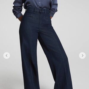 SPANX Dark Indigo High-Rise Wide-Leg Jeans